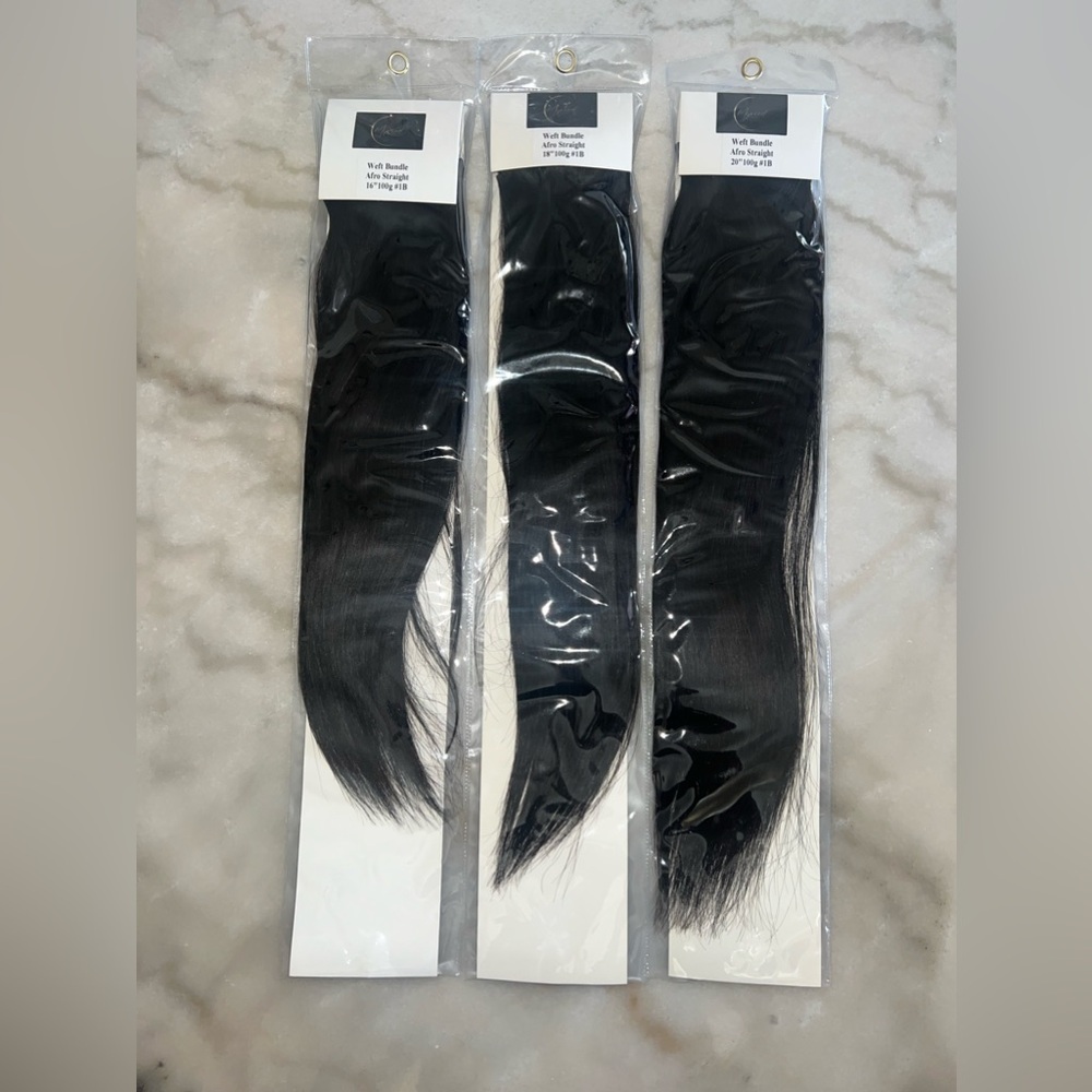 100% HUMAN HAIR WEFT BUNDLES (16”,18”20”) 1b